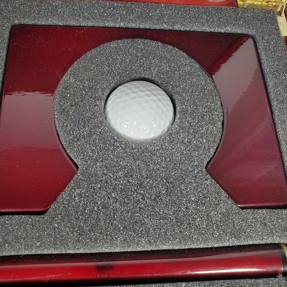 Travel Putting Practice Set In Wooden Case Putter, 2 Balls, 1 Cup 35" - Picture 3 of 11
